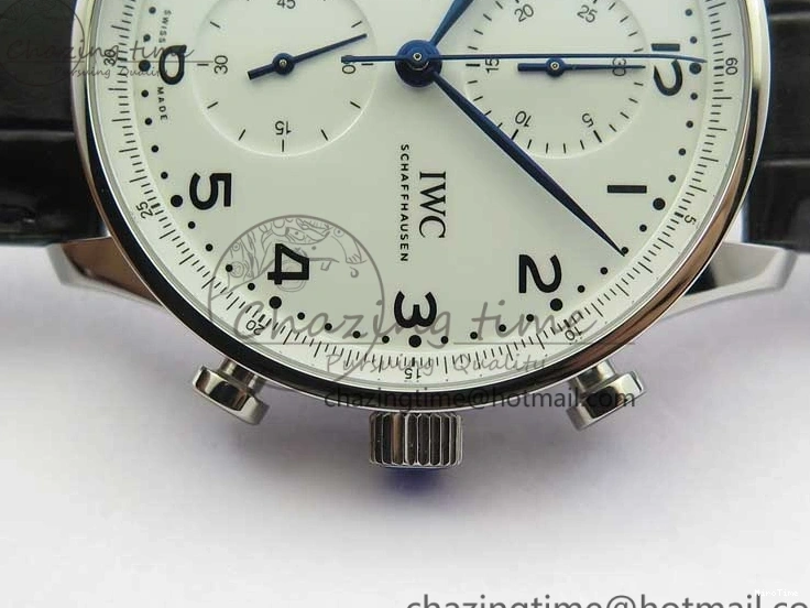 MIROTIME 0325 WeatherProof Portugieser Chronograph Edition “150 Years” IW371602 ZF 1:1 Best Edition White Dial on Black Leather Strap A7750 (Slim Movement) 7120